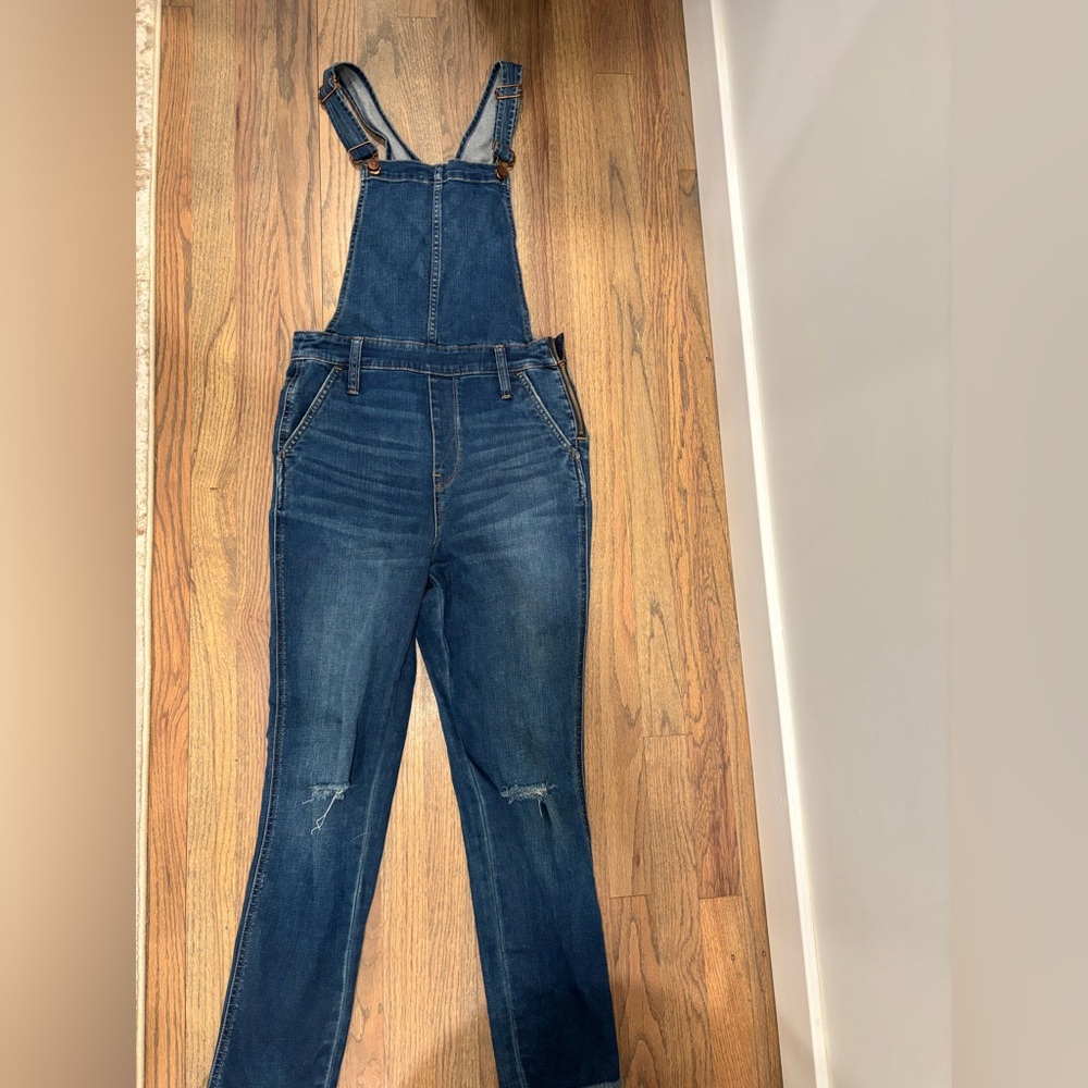 Madewell Blue Jumpsuit Distressed Denim Slim Fit